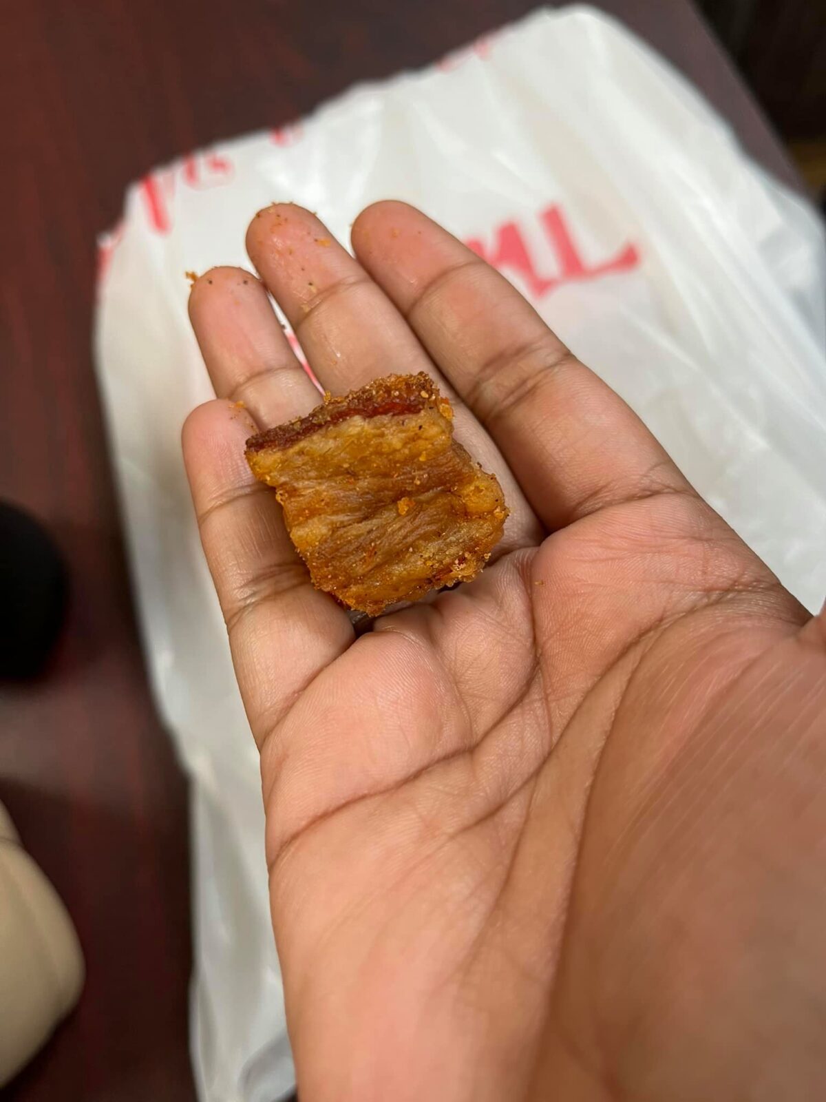 The most perfect cracklin ever, from Porky's in Livingston.